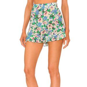 GANNI Floral-print Organic-cotton Poplin Shorts In Floral Azure